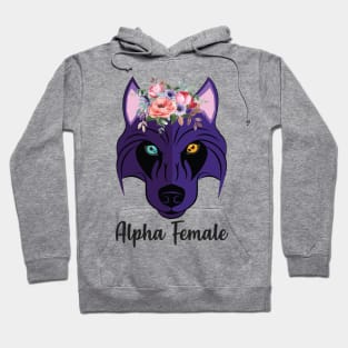 Wolf Husky Heterochromia Alpha Women Purple Feminism Strong Hoodie